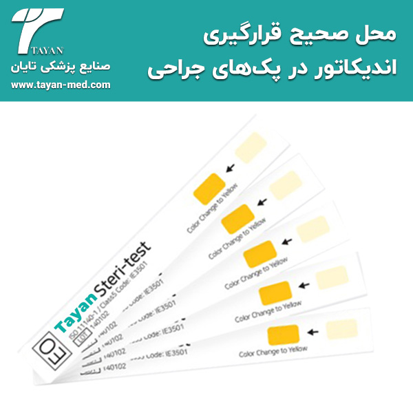  محل صحیح قرارگیری اندیکاتور در پک‌های جراحی