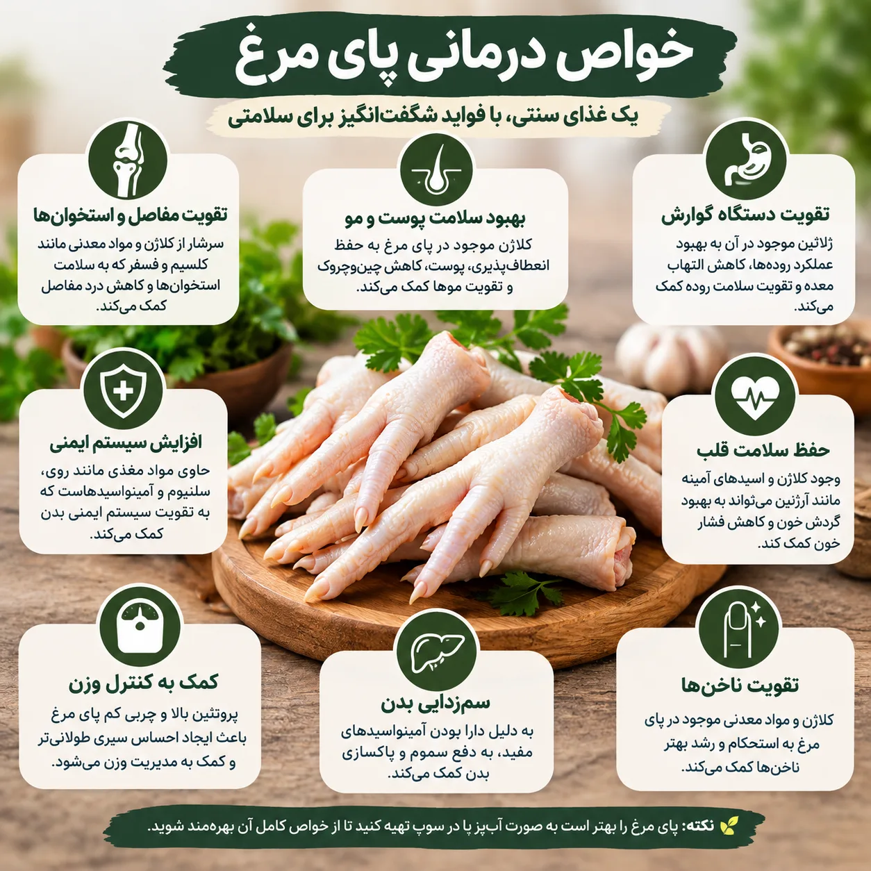 خواص درمانی پای مرغ